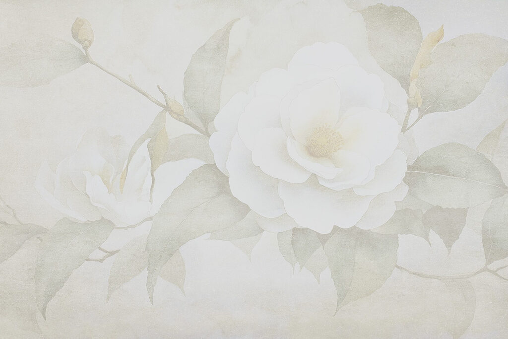 Fleur blanche avec des feuilles vertes Fleur blanche avec des feuilles vertes