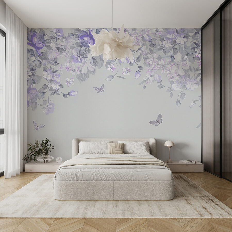 Un motif floral avec des papillons