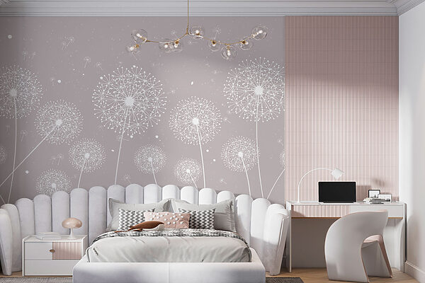 Pissenlits blancs sur fond gris Pissenlits blancs sur fond gris
