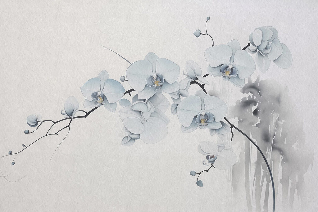 Peinture d'une branche avec des fleurs blanches Peinture d'une branche avec des fleurs blanches