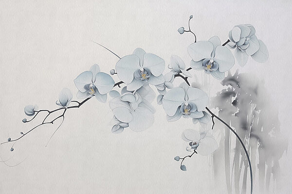 Peinture d'une branche avec des fleurs blanches Peinture d'une branche avec des fleurs blanches