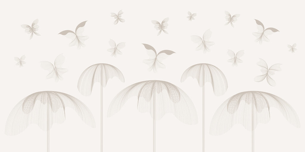 Papillons en vol et fleurs Papillons en vol et fleurs