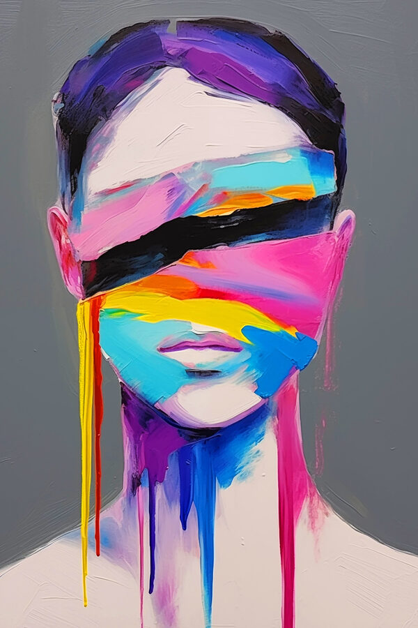 Peinture d'une femme avec de la peinture colorée sur son visage Peinture d'une femme avec de la peinture colorée sur son visage
