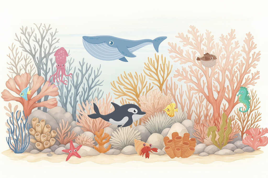 Vie marine avec coraux et poissons Vie marine avec coraux et poissons