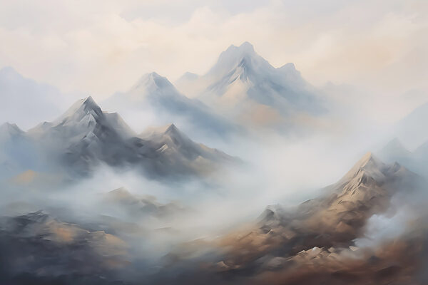 Chaîne de montagnes avec nuages Chaîne de montagnes avec nuages