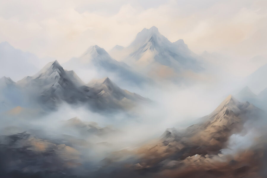Chaîne de montagnes avec nuages