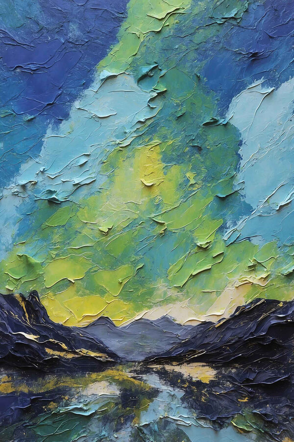 Peinture de montagnes et de nuages Peinture de montagnes et de nuages