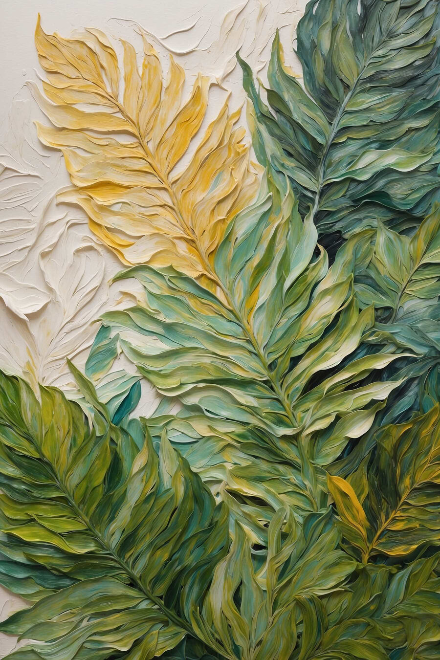 Peinture de feuilles sur une surface blanche