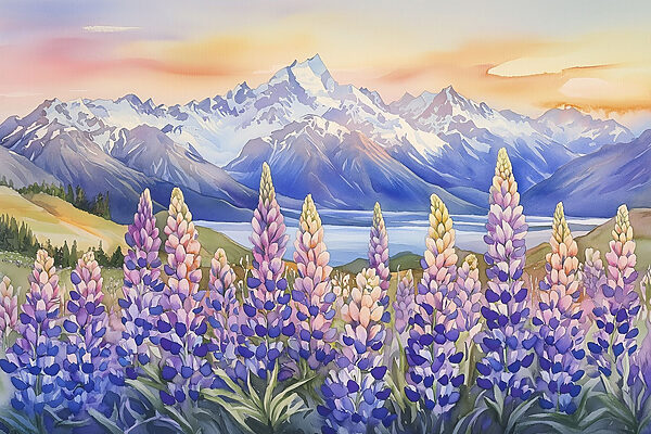 Peinture de fleurs et de montagnes Peinture de fleurs et de montagnes