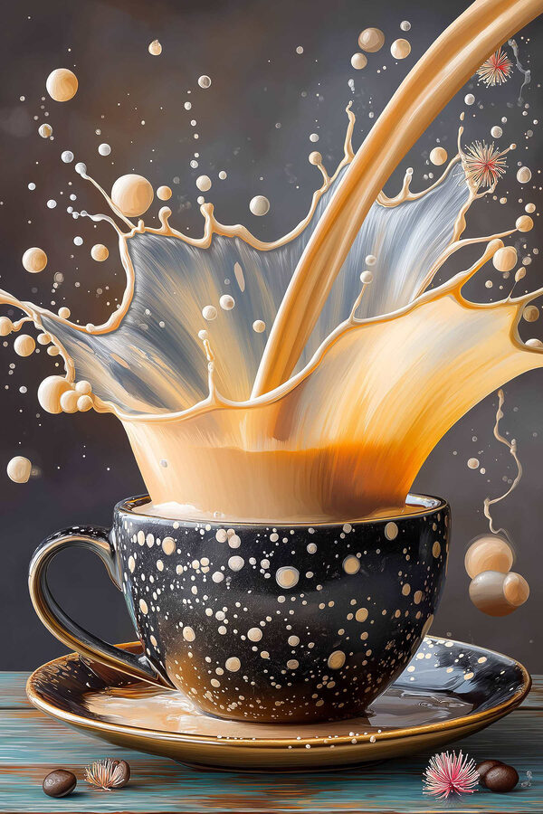 Une goutte de liquide dans une tasse Une goutte de liquide dans une tasse