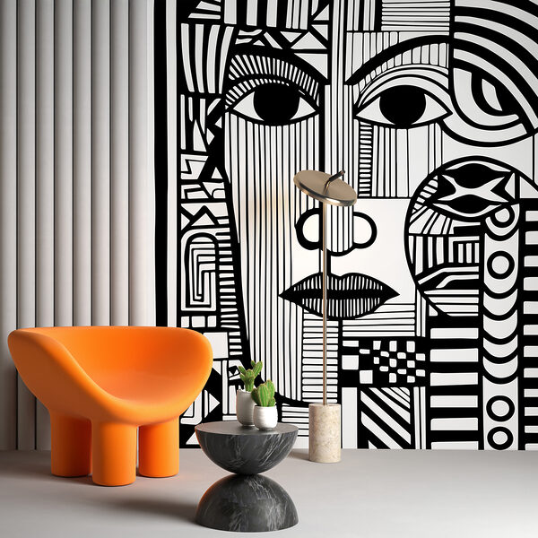 Dessin d'un visage en noir et blanc Dessin d'un visage en noir et blanc