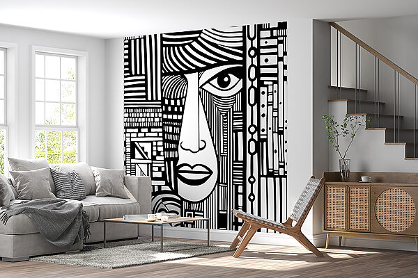 Dessin d'un visage en noir et blanc Dessin d'un visage en noir et blanc