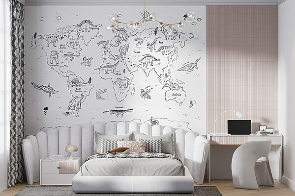Une carte du monde avec des dinosaures Une carte du monde avec des dinosaures