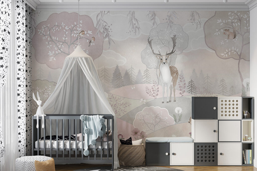 A wallpaper with animals and trees A wallpaper with animals and trees