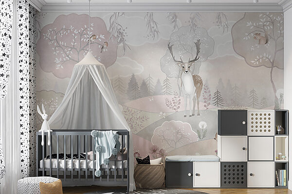 A wallpaper with animals and trees A wallpaper with animals and trees