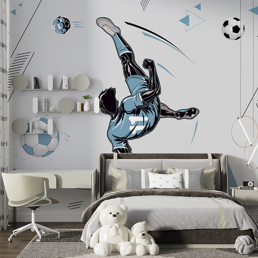 Un joueur de football bottant un ballon