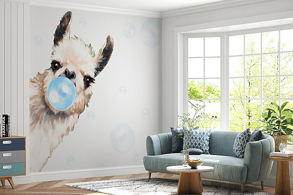 A llama blowing bubbles