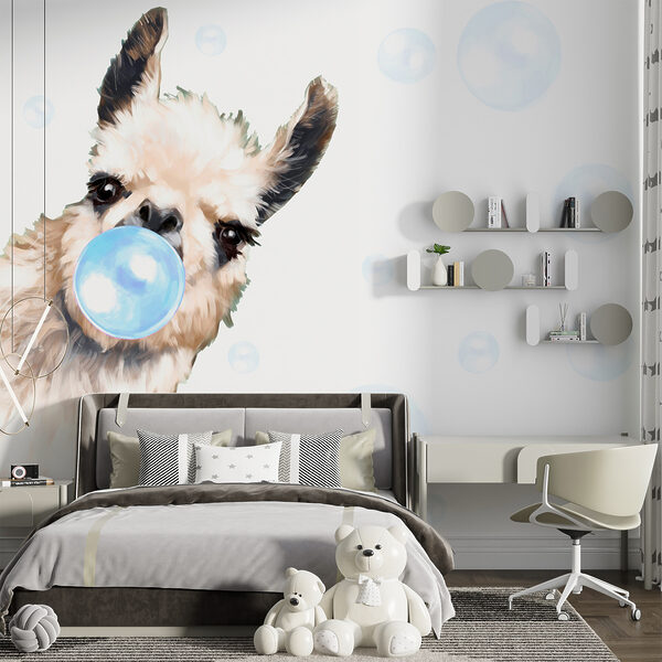 A llama blowing bubbles