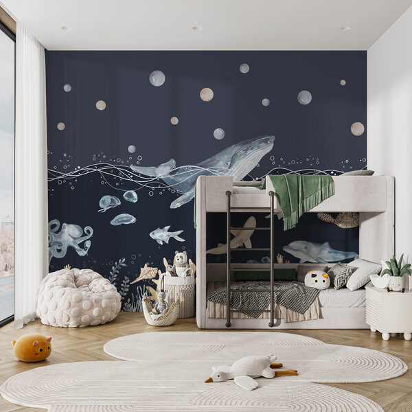 Une aquarelle d'une baleine et d'un poisson Une aquarelle d'une baleine et d'un poisson