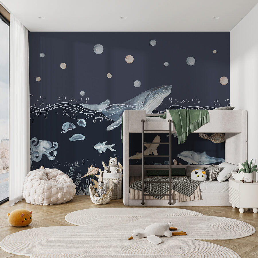 Une aquarelle d'une baleine et d'un poisson Une aquarelle d'une baleine et d'un poisson