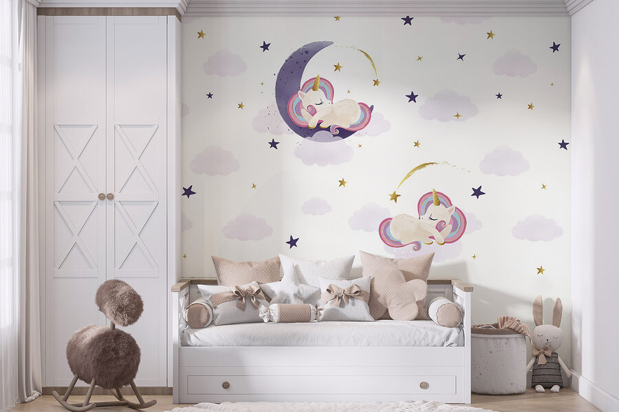 Une licorne dormant sur la lune Une licorne dormant sur la lune