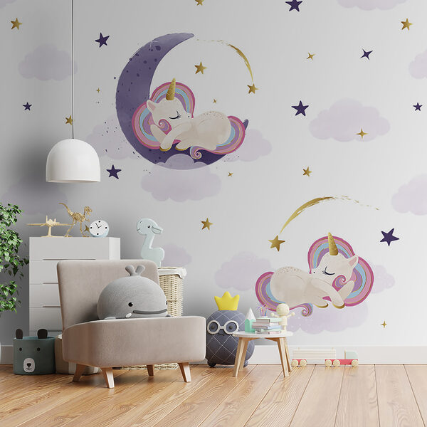 Une licorne dormant sur la lune Une licorne dormant sur la lune