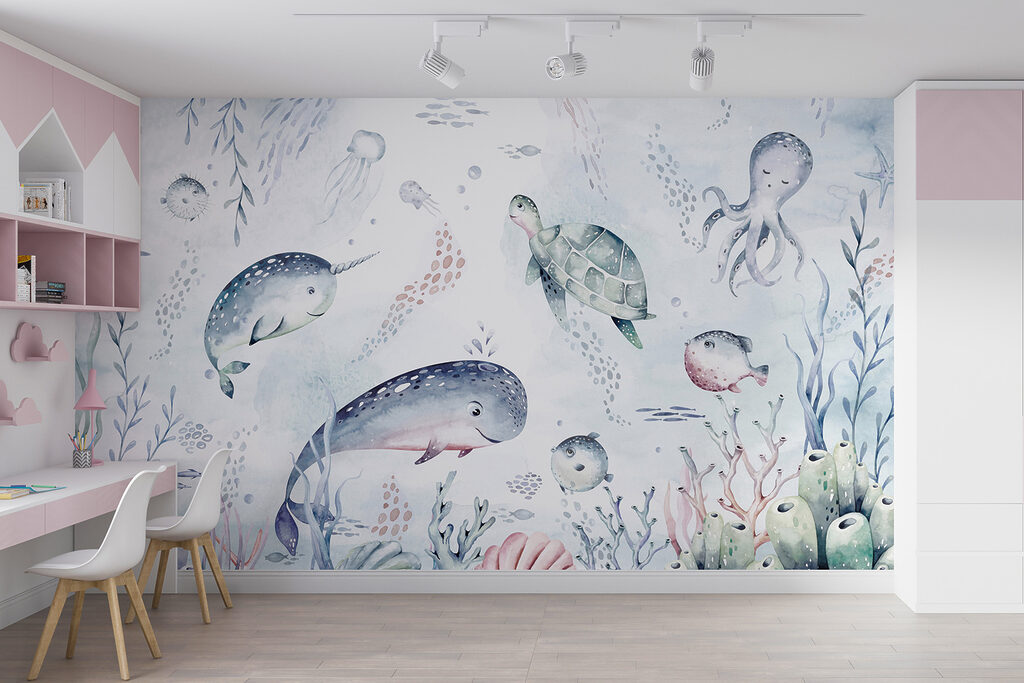 A watercolor sea creatures