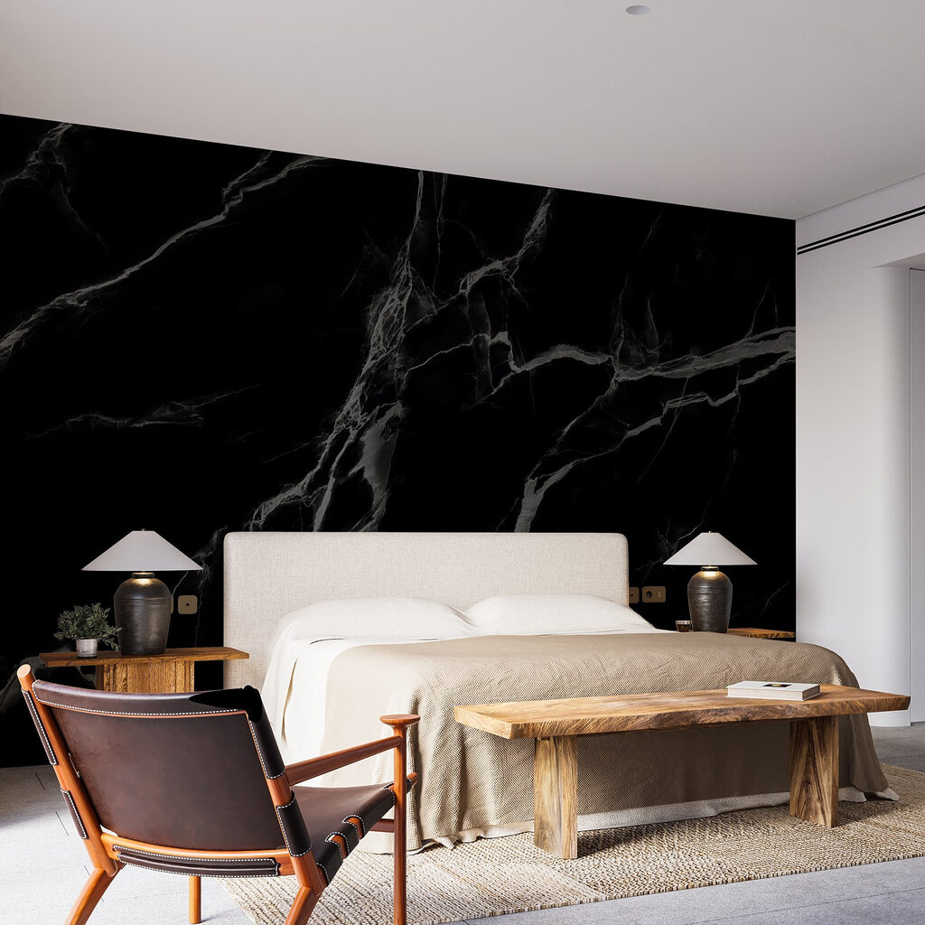 A black marble with white veins A black marble with white veins