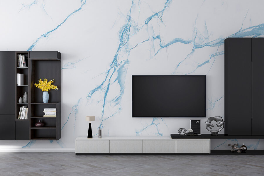 Un marbre blanc et bleu