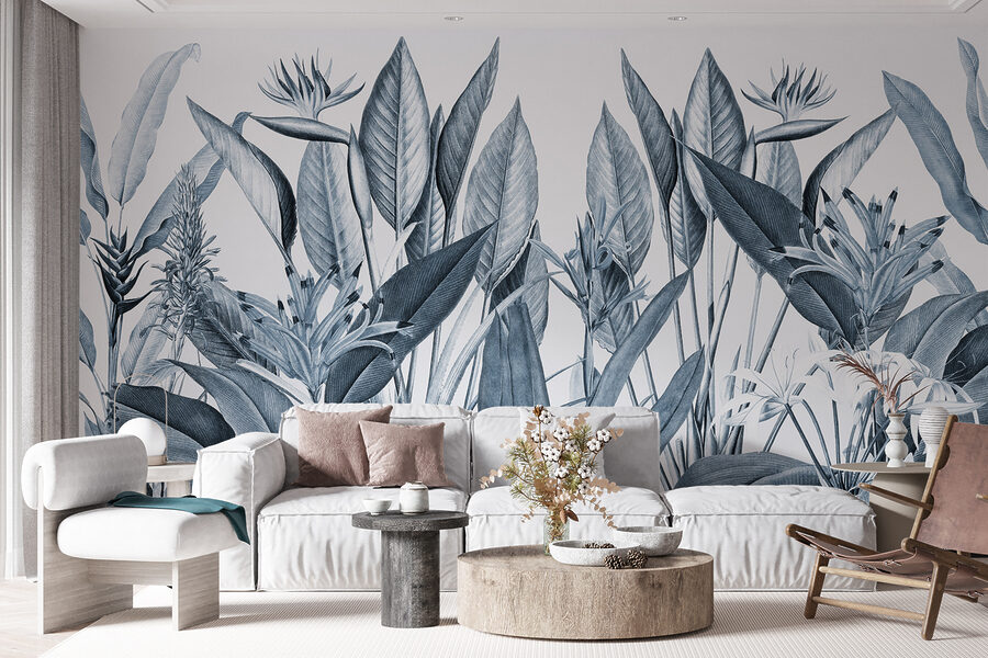 Feuillage tropical dans des tons monochromes