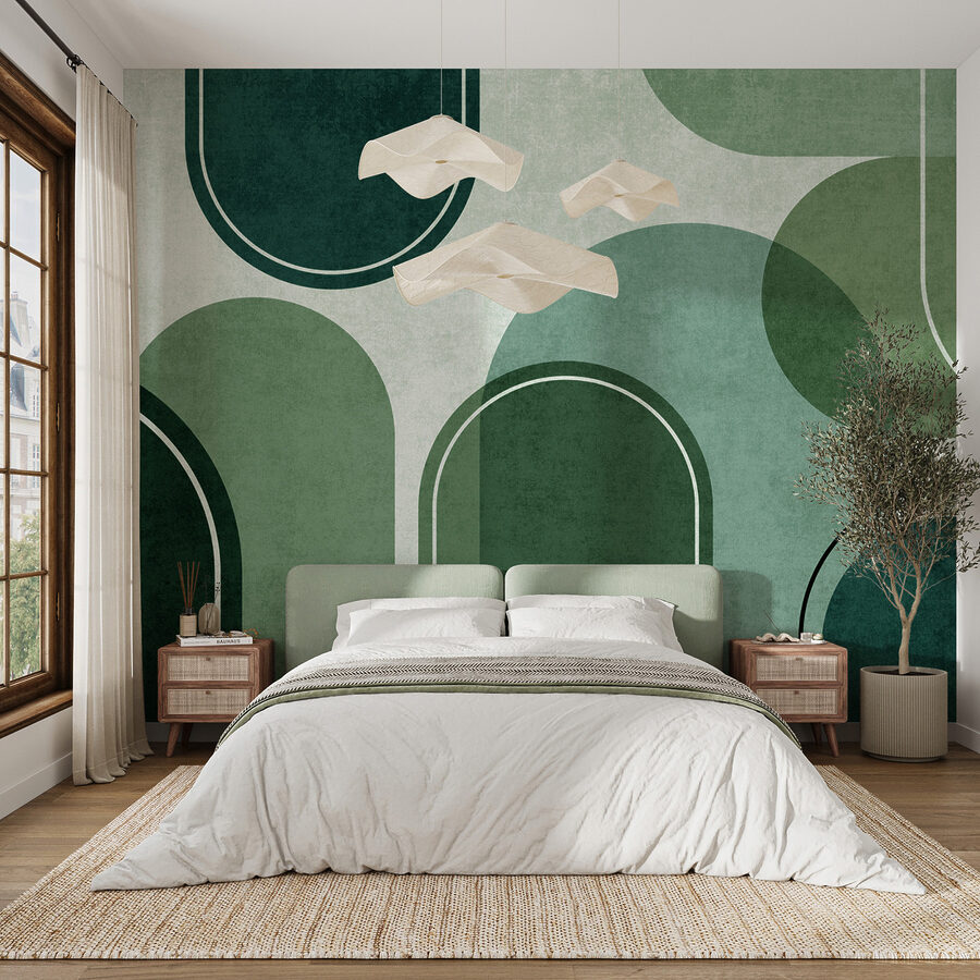Un fond vert et blanc avec des ovales et des ovales Un fond vert et blanc avec des ovales et des ovales