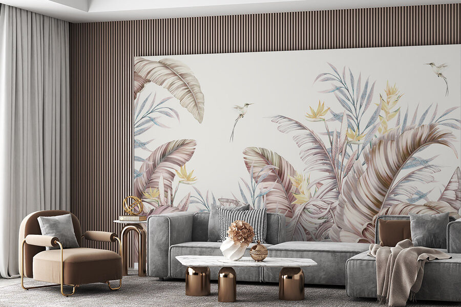 Peinture de plantes tropicales et d'oiseaux Peinture de plantes tropicales et d'oiseaux