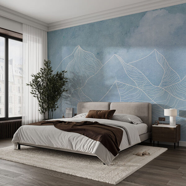 Un dessin de montagnes avec des nuages Un dessin de montagnes avec des nuages