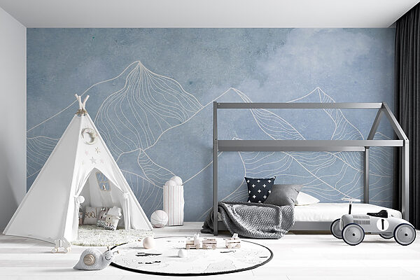 Un dessin de montagnes avec des nuages Un dessin de montagnes avec des nuages
