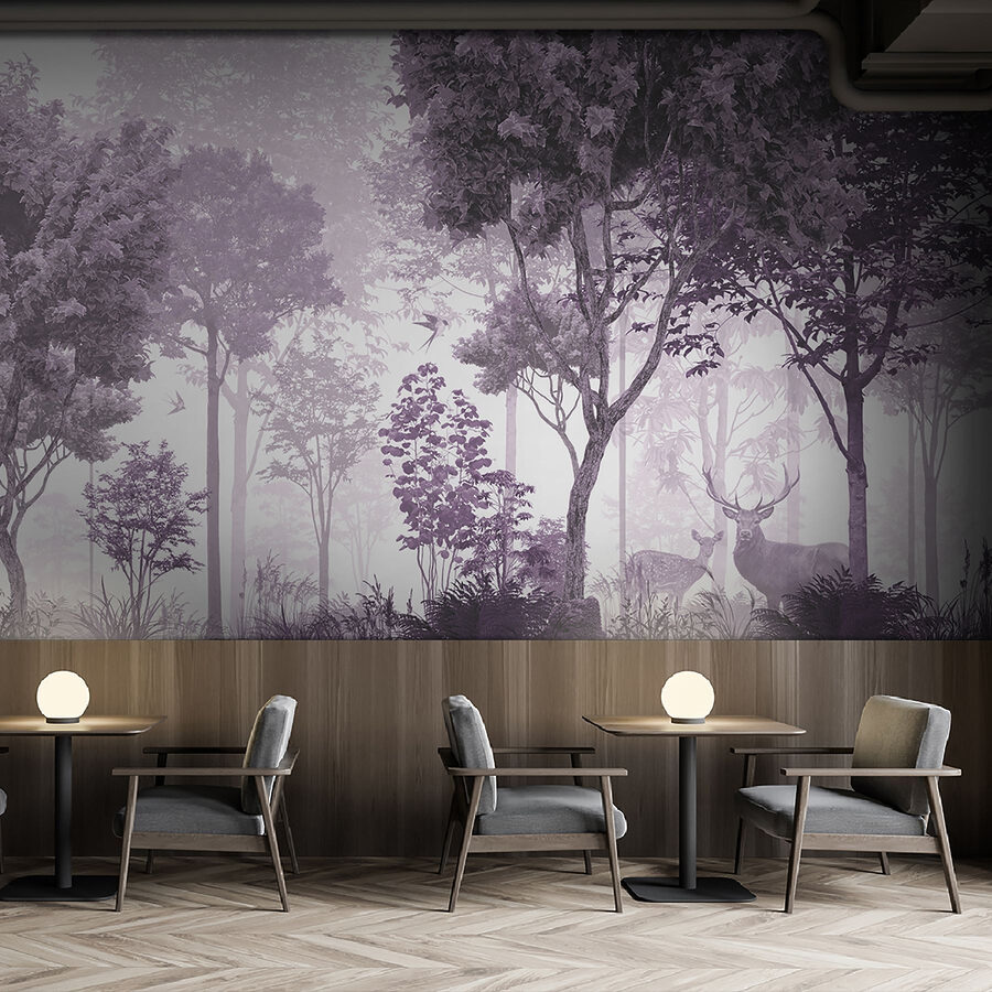 Image d'arbres et de plantes en violet et blanc