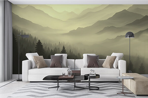 Paysage de montagne brumeux avec des arbres w02186v1pig3r 600x400 - Paysage de montagne brumeux avec des arbres