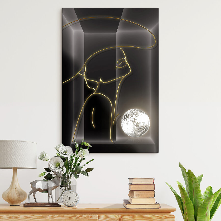 Dessin d'une femme avec une boule disco