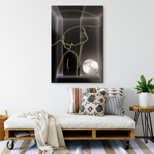 Dessin d'une femme avec une boule disco Dessin d'une femme avec une boule disco