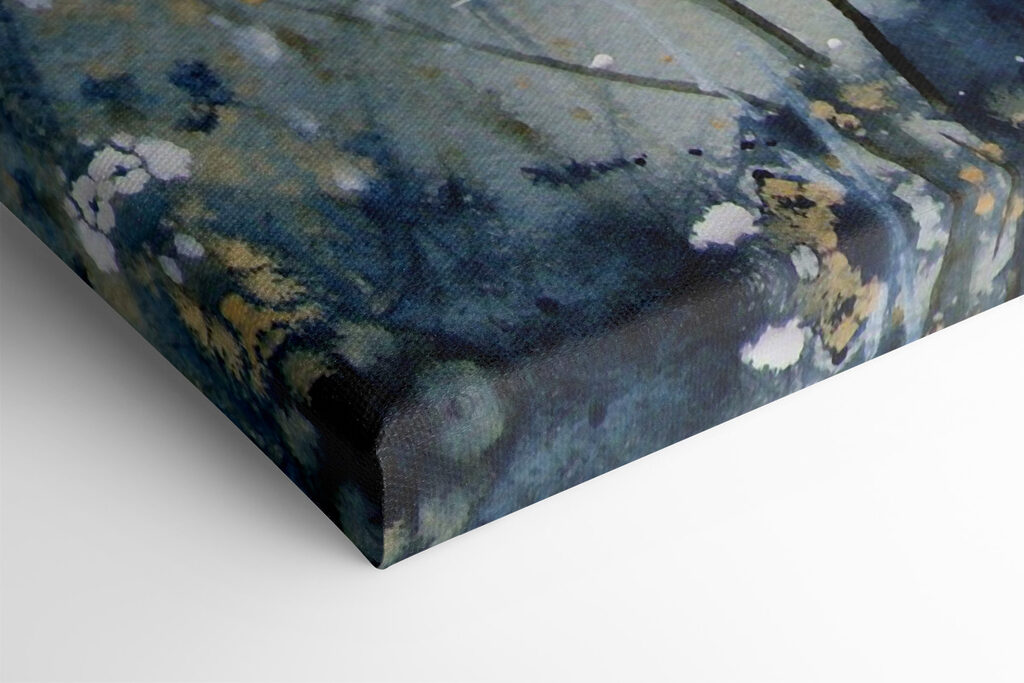 A painting of a white and blue plant A painting of a white and blue plant