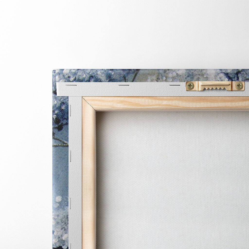 A painting of a white and blue plant A painting of a white and blue plant