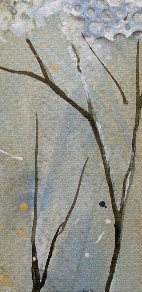 A painting of a white and blue plant A painting of a white and blue plant