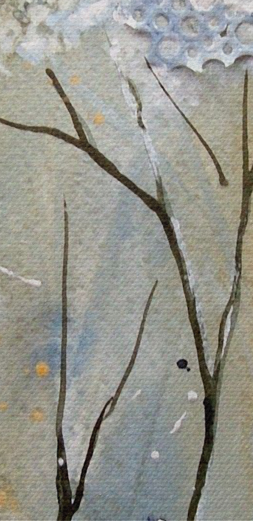 Peinture d'une plante blanche et bleue