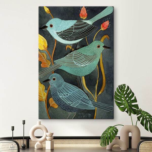 Groupe d'oiseaux sur une plante Groupe d'oiseaux sur une plante