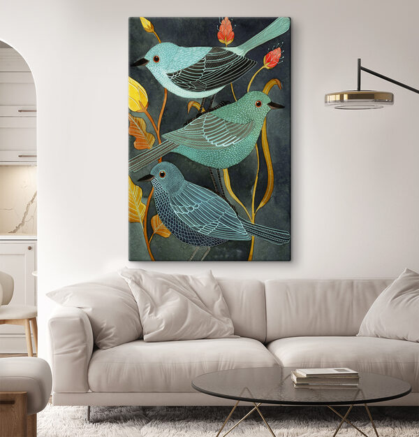 Groupe d'oiseaux sur une plante Groupe d'oiseaux sur une plante