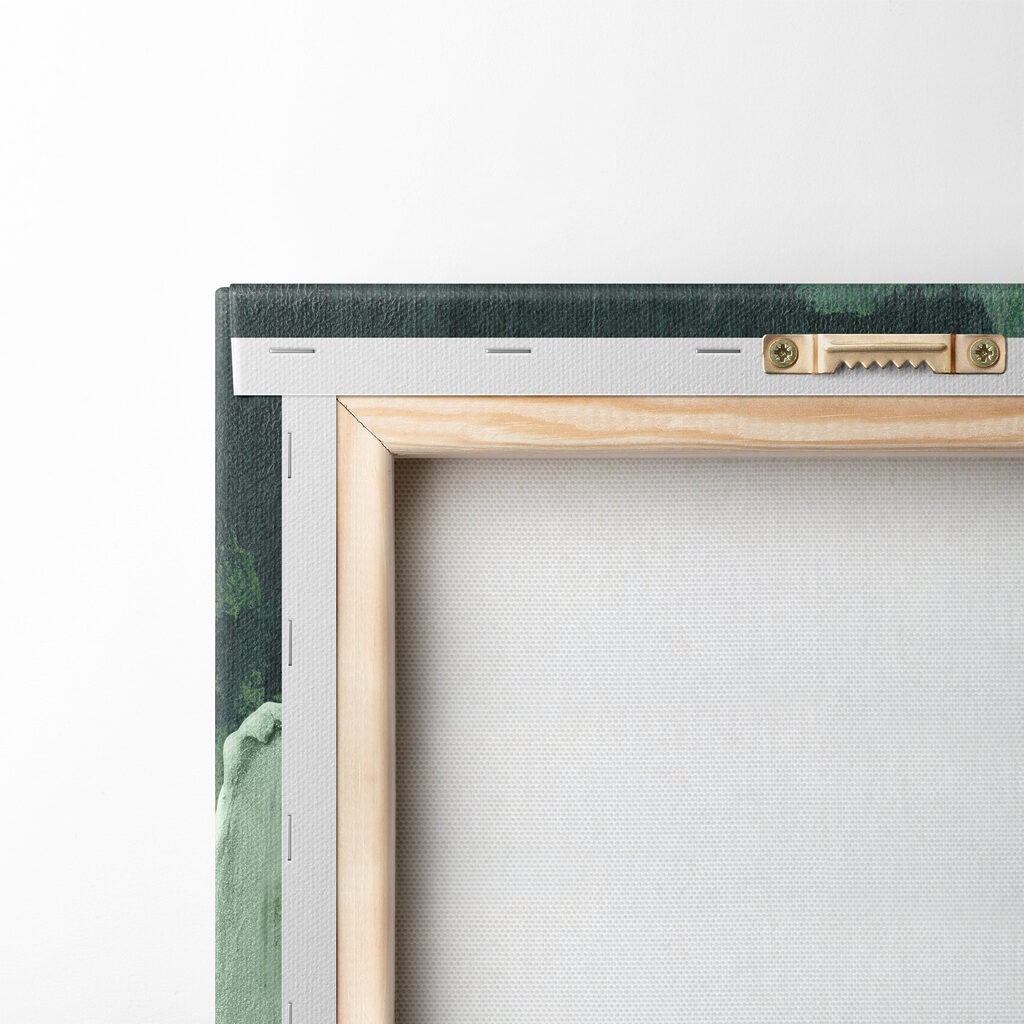 A painting of green and white A painting of green and white