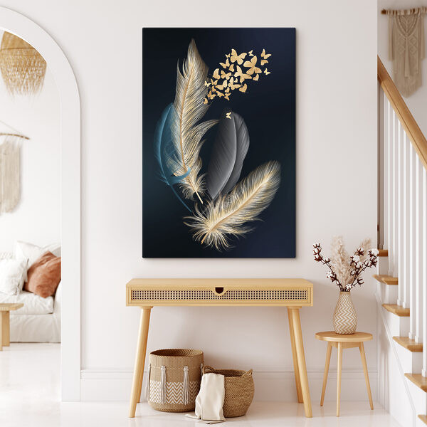 Un groupe de plumes avec des papillons Un groupe de plumes avec des papillons