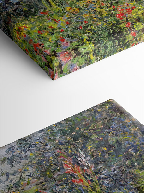 Peinture d'un jardin avec des fleurs et des arbres Peinture d'un jardin avec des fleurs et des arbres