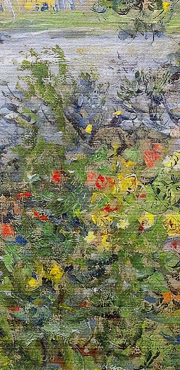 Peinture d'un jardin avec des fleurs et des arbres Peinture d'un jardin avec des fleurs et des arbres