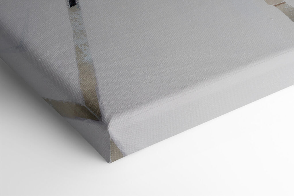 A painting of people walking on a snowy street A painting of people walking on a snowy street