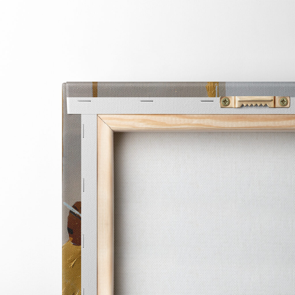 A painting of people walking on a snowy street A painting of people walking on a snowy street